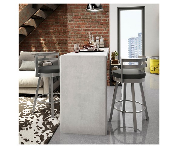 Render Swivel 26" Counter Stool - Gray/Black - Amisco