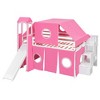 TIRAMISUBEST Twin/Full Size Loft Bed with Tent, Slide and Tower, Castle Style Wooden Loft Bedframe with Storage Staircase and Shelves - 4 of 4