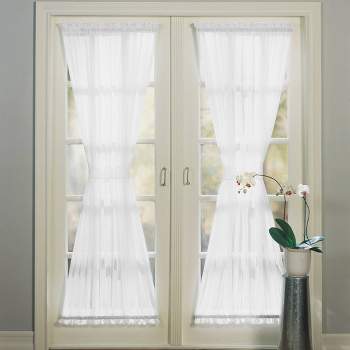 72"x59" Emily Voile Rod Pocket Sheer Door Curtain Panel White - No. 918