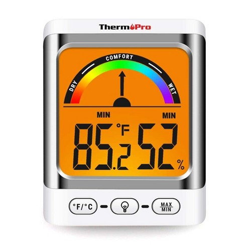 Thermopro Tp52 Digital Hygrometer Indoor Thermometer Temperature And  Humidity Gauge Monitor Room Thermometer With Backlight Lcd Display In White  : Target