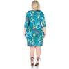24seven Comfort Apparel Floral Plus Size Elbow Sleeve Ruched Knee Length Dress - 3 of 4