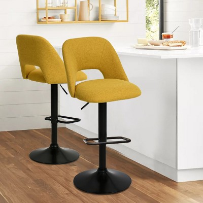 24"-32" Edwin Adj Upholstered Swivel Adjustable Height Barstools (Set of 2)-The Pop Home