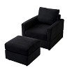 Black Classic corduroy recliner, comfortable sofa recliner, upholstered lounge chair with footstool for living room - 4 of 4