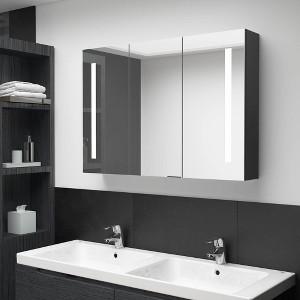 vidaXL LED Bathroom Mirror Cabinet 35 in.x5.5 in.x24.4 in. Shining Black - 1 of 4