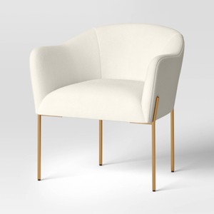 Gladden Rounded Back Anywhere Chair Cream Boucle/Brass - Threshold™: Modern Accent, Foam-Cushioned, Metal Legs - 1 of 4