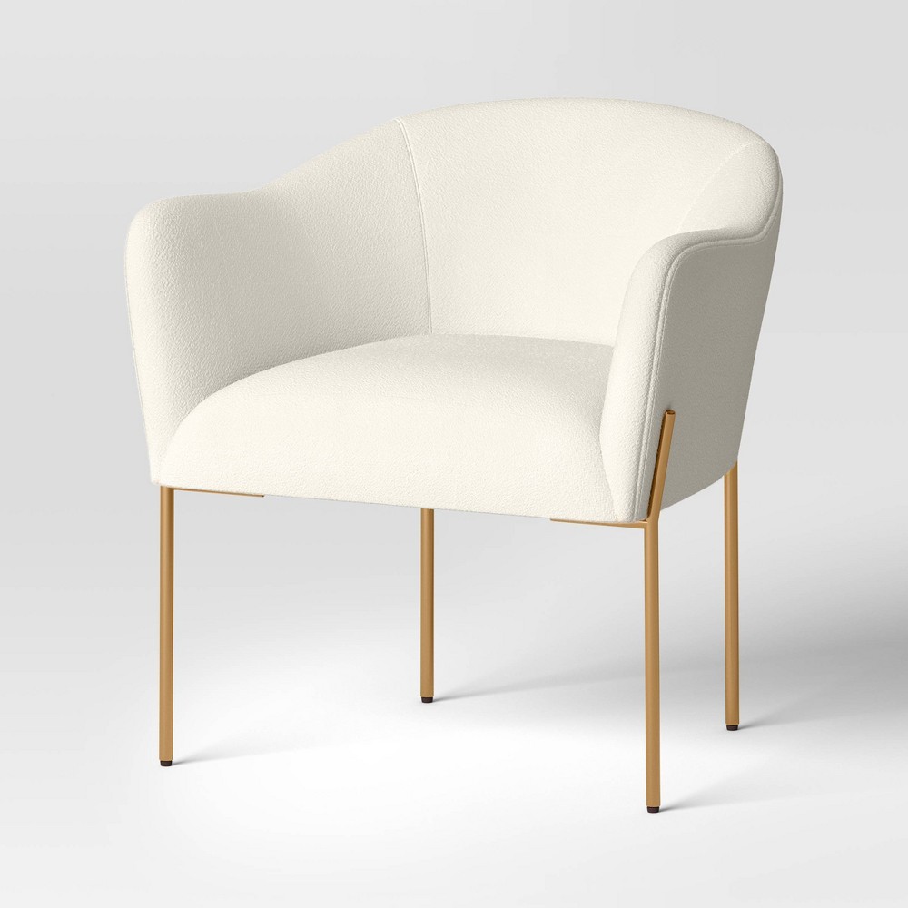 Photos - Sofa Gladden Rounded Back Anywhere Chair Cream Boucle/Brass - Threshold™
