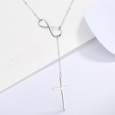 FATMOON Sterling Silver Cross Pendant Necklace for Women, Minimalist Choker Chain,Tarnish-Resistant, Perfect for Daily Wear