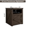 Dyonery 18" Rustic Nightstand with Chargers Dark Gray Living Room Rustic Nightstand Wooden Nightstand - 2 of 4