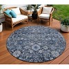 Navy Blue And Sky Blue Oriental Washable Indoor Outdoor Area Rug - 2 of 4