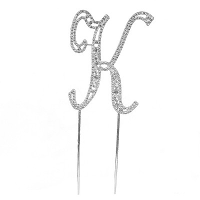 O'creme Silver Rhinestone 'letter K' Cake Topper : Target