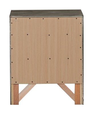Gray Wood Veneer 3-Drawer Nightstand
