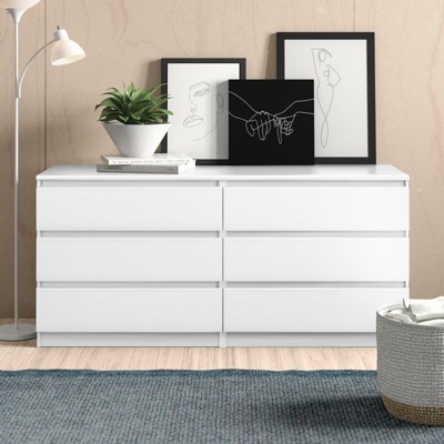 HDZNVF 6 Drawer Double Dresser for Bedroom Living Room Hallway, White