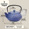 Juvale Japanese Cast Iron Teapot with Infuser for Loose Leaf and Tea Bags, Kettle Includes Handle and Lid (Blue, 34oz) - 4 of 4