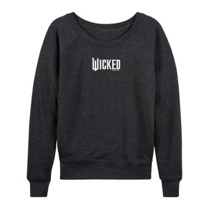 Women's - Wicked - White Logo Lightweight French Terry Wide Neck Long Sleeve Shirt - 1 of 4