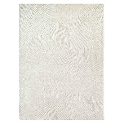 Cream 8' x 10' Modern Geometric Wave Synthetic Area Rug