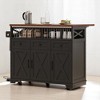 46.5'' Farmhouse Kitchen Island with Drop Leaf, Beaded Drape, 3 Storage Drawers & Wheels for Dining Room or Kitchen - 2 of 4