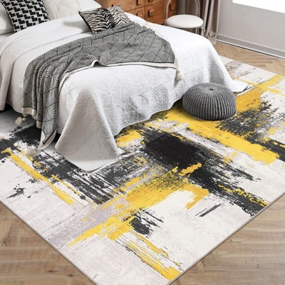 Garvee Modern Abstract Non-Slip Area Rug - Machine Washable, Soft Low Pile, Stain Resistant Carpet for Dining, Living Room, and Bedroom Use