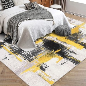 Garvee Modern Abstract Non-Slip Area Rug - Machine Washable, Soft Low Pile, Stain Resistant Carpet for Dining, Living Room, and Bedroom Use - 1 of 4