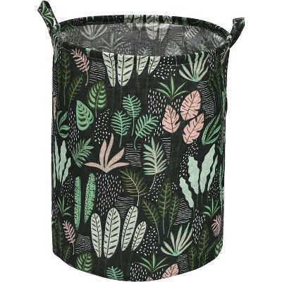 Image of Bins & Things Large Storage Toy Box Bin Dark Leaf Pattern - Black