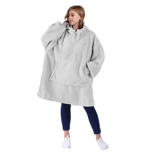 Catalonia Oversized Wearable Blanket Hoodie Sweatshirt with Zipper, Giant Faux Shearling Pullover | Gift for Adults Women Men Teens Wife Girlfriend - 1 of 4