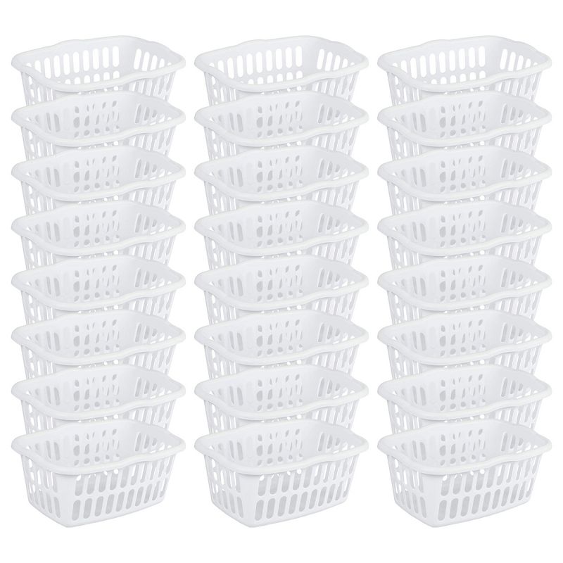 Sterilite 1.5 Bushel Rectangular Laundry Basket, Plastic, Classic Design for Carrying Clothes to and from the Laundry Room, White, 24-Pack, 1 of 6