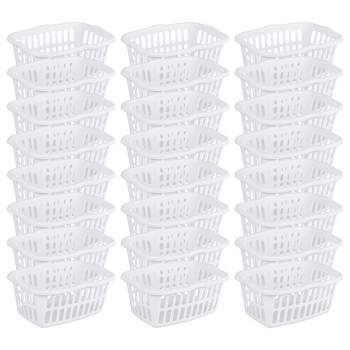 Sterilite 1.5 Bushel Rectangular Laundry Basket, Plastic, Classic Design for Carrying Clothes to and from the Laundry Room, White, 24-Pack
