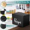 Recipe Box, Wooden Recipe Organizer, Black Holder with 50 Recipe Cards 4"x6" & 6 Dividers, Book for Your Recipes - 3 of 4