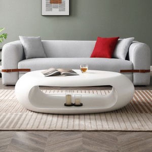 Okak Oval Coffee Table for Living Room, Modern Sturdy Fiberglass Center Table Industrial Side Tables for Small Space Home Office Gardern - 1 of 4