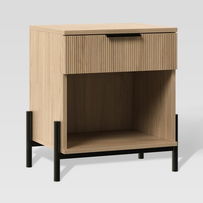 Modern Boho Fluted 1 Drawer Storage Nightstand - Saracina Home
