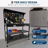 Acekool 48" Heavy Duty Metal Workbench, Tool Table with Pegboard, 2 Drawers, 3 Storage Shelves & Lockable Wheels, Garage Workshop Home Office - 3 of 4