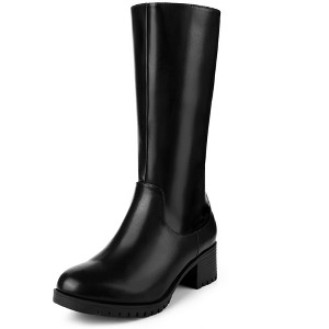 Perphy Women's Round Toe Side Zip Low Chunky Heels Mid Calf Boots - 1 of 3