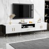 Whisen Modern Entertainment Center TV Stand for TVs up to 80'' with 2 Cabinets and Open Compartments - 3 of 4