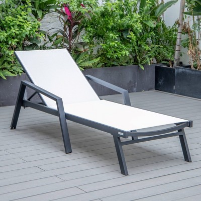 Marlin Black Aluminum Patio Chaise Lounge Chair with White Sling