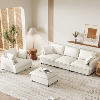 Whisen Oversized Modern Sofa Module for Modular Sectional Sofa, Wide Seat Chenille Armchair with Pillows