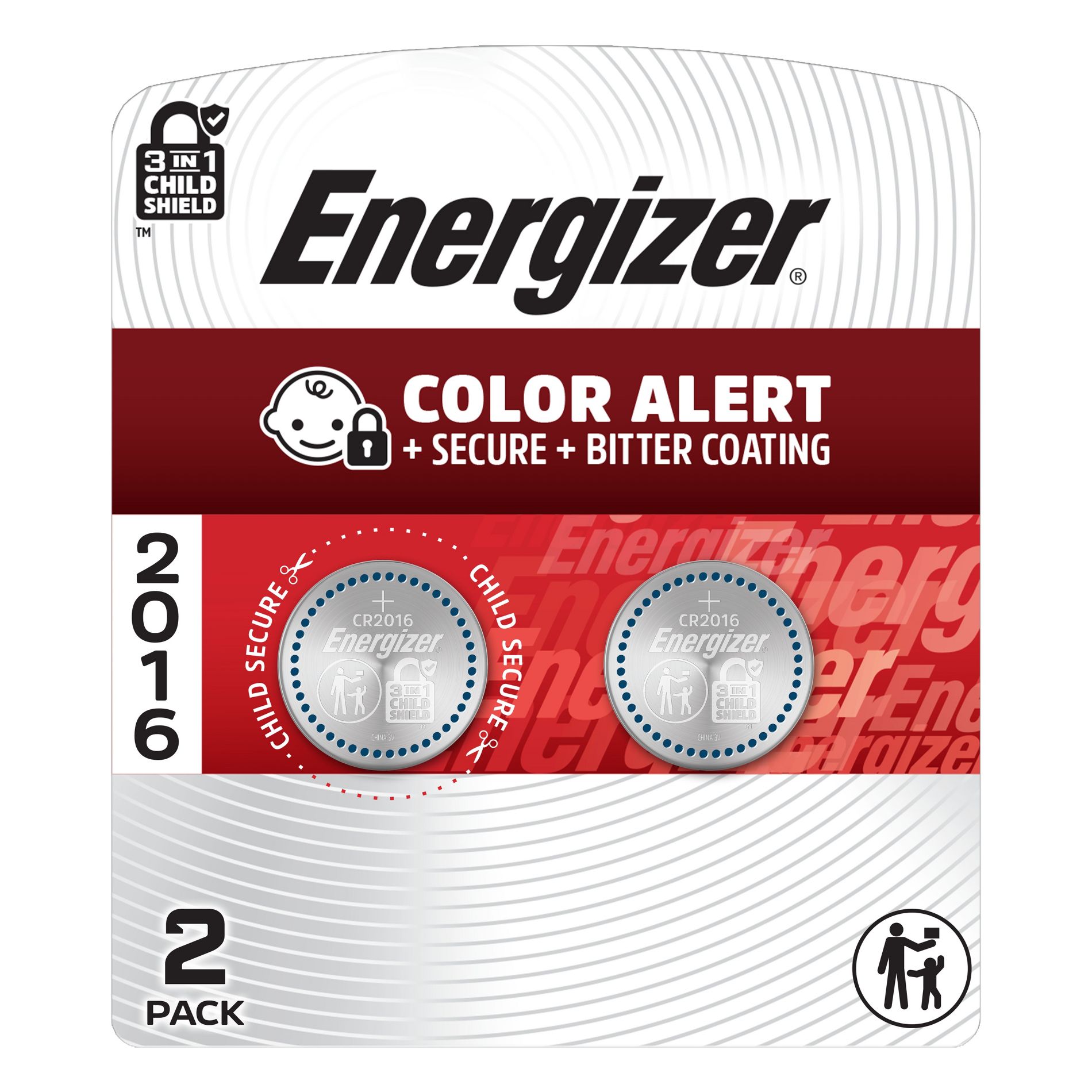 Energizer 2016 Batteries 2pk - Lithium Coin Battery: 3V, 90mAh Capacity