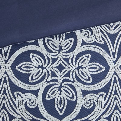 Navy Microfiber Full 7-Piece Comforter Set with Graphic Detail
