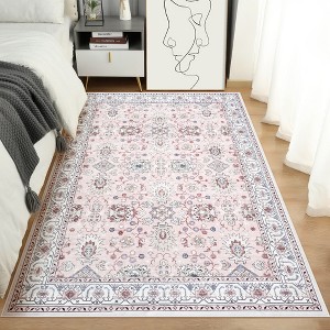 Coucheta Vintage Rug Washable Rug, Non Slip Non Shedding Indoor Carpets, Soft Non Shedding Floor Covering, Low Pile Thin Foldable Printed Mat - 1 of 4