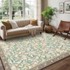 9'x12' Washable Botanical Farmhouse Living Room Bedroom Rugs, Soft Ultra Thin Floor Carpet for Nursery Dining Room Office, Beige - 3 of 4