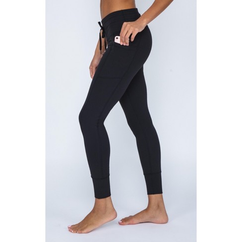 90 Degree By Reflex Carbon Interlink High Waist Cuffed Ankle Jogger - Black  - X Small