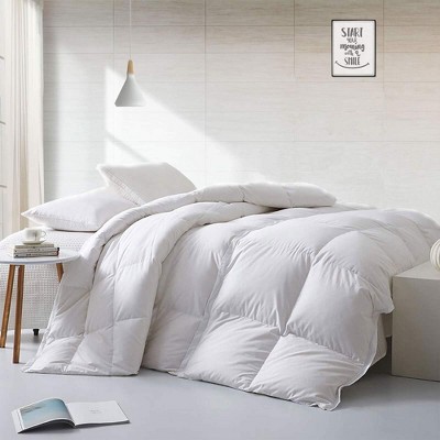 APSMILE 90 x 106 Inch King Sized Fluffy Lightweight All Season Feathers Down Geometric Quilted Cotton Cooling Bed Comforter, White
