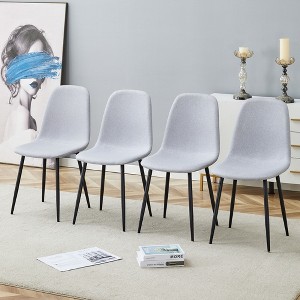 VYNXARIA Comfortable Linen-Cotton Dining Chair Set,Four Pieces in Light Gray - 1 of 4