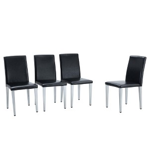 Dolonm Set of 4 PU Leather Chairs with Metal Legs, Modern Minimalist Dining Chairs 16.2x18.5x34.6 Inches - 1 of 4