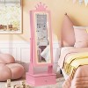 Kids Jewelry Armoire with LED Light & Full-Length Mirror, Freestanding Organizer with 3 Drawers - Perfect Vanity for Girls' Dress-Up - 2 of 4