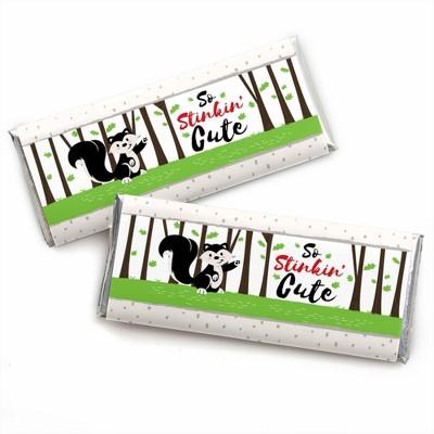 Big Dot of Happiness Little Stinker - Candy Bar Wrapper Woodland Skunk Baby Shower or Birthday Party Favors - Set of 24