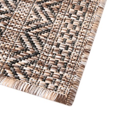 Natural Brown Synthetic Square Outdoor Stain-resistant Rug