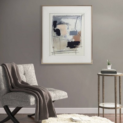 Abstract Neutral Tones Double Matted Framed Glass Wall Art