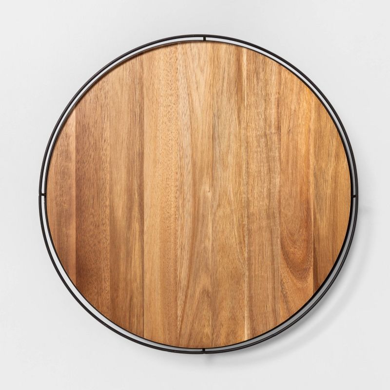 Wooden Lazy Susan with Metal Trim Brown/Black - Hearth & Hand™ with Magnolia, 3 of 11