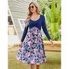 Women's Maternity Dress Long Sleeve Vintage Floral Patchwork Dress Flared A-Line Swing Casual Party Midi Dress - 4 of 4
