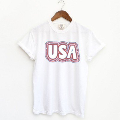 Simply Sage Market Women's USA Outline Short Sleeve Garment Dyed Tee
