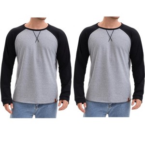 INSPIRE CHIC Men's Long Sleeve Tops Color Block Casual Raglan T-Shirt 2 Paacks - 1 of 4